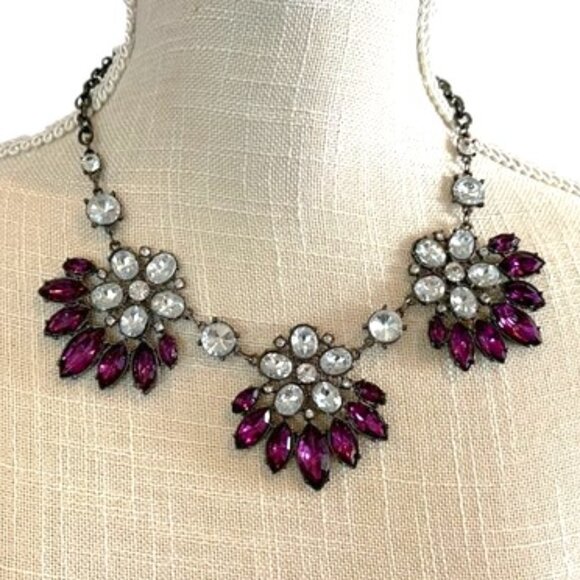 Vintage Jewelry - Vintage Purple Crystal and Rhinestone Statement Necklace